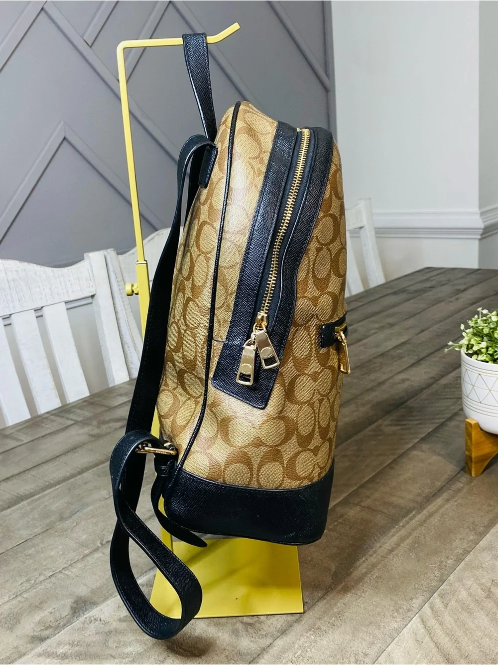 Coach Kenley Women's Backpack Signature Canvas - Khaki/Black